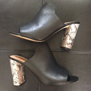 Tahari Faux Leather Snake Skin Mule Heels